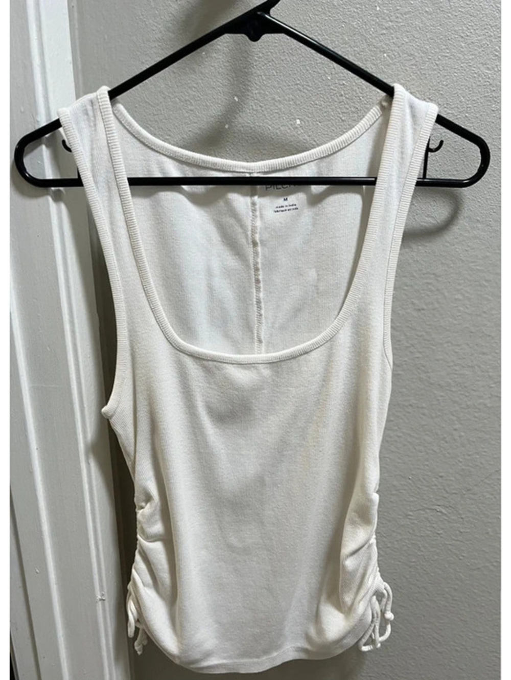 Pilcro Anthropologie Ruched Drawstring Tank Top Ribbed Sz M